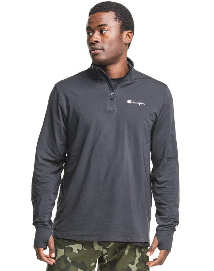 Sudadera Champion Hombre - City Sport 1/4 Zip Script Logo ( Negras ) 7852601-YK